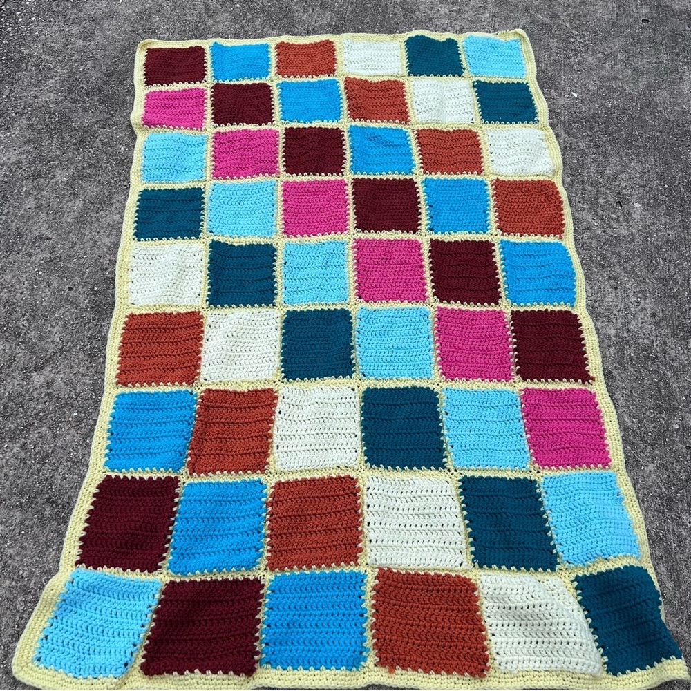 Colorful Crochet Granny Square Blanket/Throw